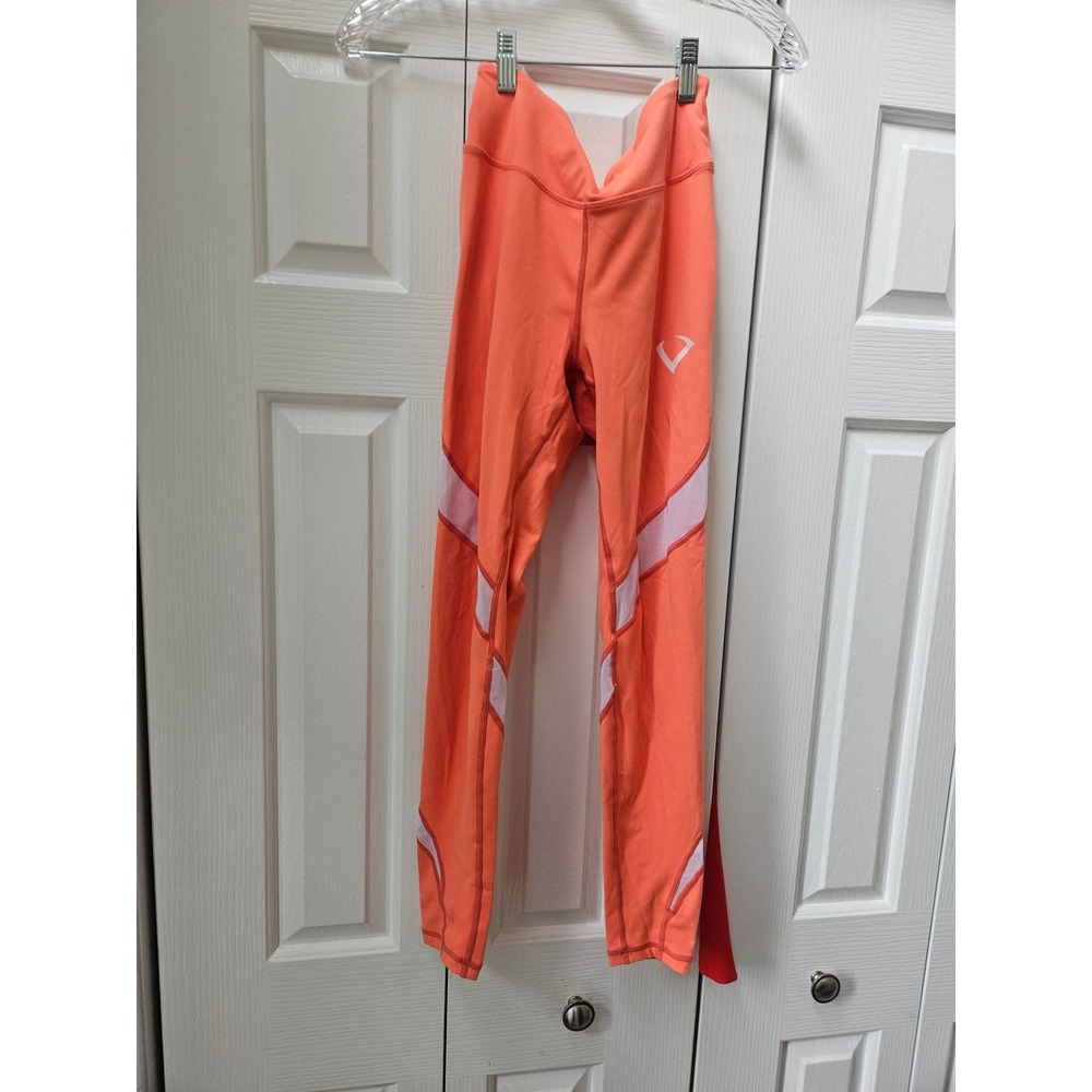 Violate the Dress Code Womens High Waisted Mesh Leggings Coral Orange Small